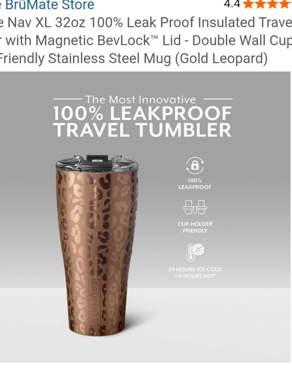 NEW Brumate Nav 32oz Gold Leopard